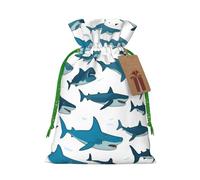 SXOOGE Shark Pattern with Various Gestures Gift Bag with Handles and tag, Perfect for Christmas, Holiday, Birthday, Wedding or Daily Gift