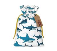 SXOOGE Shark Pattern with Various Gestures Gift Bag with Handles and tag, Perfect for Christmas, Holiday, Birthday, Wedding or Daily Gift