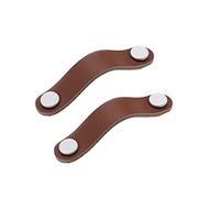 SXPXP Handles 2 Pcs Handmade Leather Handles Cabinet Kitchen Drawer Pulls Dresser Furniture Door Handle Cupboard Knobs(Brown,96mm)