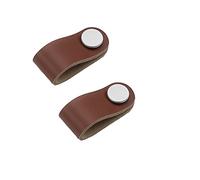 SXPXP Handles 2 Pcs Handmade Leather Handles Cabinet Kitchen Drawer Pulls Dresser Furniture Door Handle Cupboard Knobs(Brown,Single Hole)