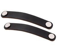 SXPXP Handles Leather Drawer Pull, Black Wardrobe Cabinet Door Handle Soft PU Pulls Knobs Handles for Cupboard Furniture Hardware(2pcs,Hole Distance 96mm)