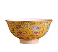 SXPXP Porcelain Bowls Ceramic Bowl* Chinese Ancient Palace Style Porcelain Rice Bowl,Porridge,Soup Bowl14cm 5.5in Enamel Color Tibetan Auspicious Eight Treasures Bon