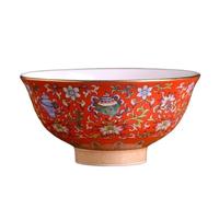 SXPXP Porcelain Bowls Ceramic Bowl* Chinese Ancient Palace Style Porcelain Rice Bowl,Porridge,Soup Bowl14cm 5.5in Enamel Color Auspicious Eight Treasure Hous