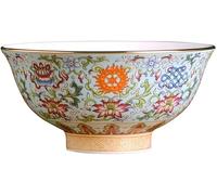 SXPXP Porcelain Bowls Ceramic Bowl* Chinese Ancient Palace Style Porcelain Rice Bowl,Porridge,Soup Bowl14cm 5.5in Enamel Color Tibetan Auspicious Eight Treasure Chin