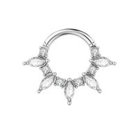 SXQCKJ Cube Zirconia Nose Ring, Septum Daith Tragus Helix Rook Piercing Jewelry Cartilage, for Women Men(16G 1.2 * 8mm,SILVER_NO 6)