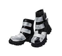 SXQCKJ Men's Fashion Genuine Leather Motorcycle Boots, Gothic Punk Rock Mid Calf Platform Tooling Steam Boots(Gray cotton,7 UK)