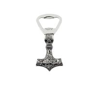 SXQCKJ Mens Thors Hammer Beer Opener Pendant, Viking Mjolnir Stainless Steel Amulet Necklace, Norse Pagan Jewelry(Steel+Leather Rope)