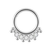 SXQCKJ Multi Gem on Fake Septum Ring Hanger, Surgical Steel Piercing Septum Ear Tragus Cartilage Nose Rings Daith Helix Chain(NO 4)