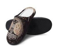 SXQCKJ Thor's Hammer Winter Warm House Cotton Slippers, Mens Viking Retro Soft Non-slip Slippers(Style3,13-14)
