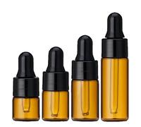 SXQIX 50pcs 1ml 2ml 3ml 5ml Amber Glass Dropper BottleEmpty Mini Lab Dropping Bottles Refillable Pipette Dropper Bottles with Pipettes for Essential Oils Perfume Liquid (1Ml,Black)
