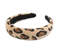 SXQLYH Headband Padded Fabric Headband, Beautiful Leopard Print Headband Padded Women's Hair Accessories Headband Wide Padded Headband for Women Girls Birthday Gift (Beige, A)