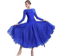 SXRLOZ Round Neck Women Ballroom Dance Dresses Vals Tango Dance Dresses Tango Dresses Ballroom Dancewear Ballroom Dresses(Blue,L)
