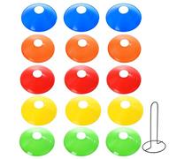 SXRQ 15Pcs Soccer Training Cones Agility Disc With Metal Bracket Sports Easy To Use Disc Cones Football Markers Gear