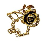 SXRQ Elegant Real Rose Gold Dipped Necklace 24K Gold Pendant Jewelry Gifts For Women Anniversaries Birthdays Christmas Statement Flower Necklace