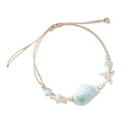 SXRQ Stylish Shell Inspired Handcrafted Adjustable Bangle for Girls Beach Jewelry Ceramic Beads Styles Wristband Ceramic Beaded Gift