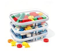 SXS LACONIC Clear Hard Plastic Zipper Case,Transparent Double Zippers Hard Pouch with 3pcs,Portable Travel Organizer Bin for Toy Storage