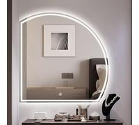 SXSaelciun 40" Modern LED Dimmable Vanity Mirror - Half Circle Anti-Fog with 3 Color Lights, Touch Control, Stylish Semicircle Wall Decor (110cm/44inch)