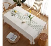 SXSaelciun Elegant Green Geometric Rectangle Tablecloth 140x180 cm, Stain-Resistant Polyester, Perfect for Kitchen Dining Room Decoration, Durable & Stylish Nappe.
