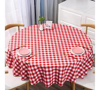 SXSaelciun Happy Birthday Round Tablecloth, 200cm Waterproof PVC, Durable Celebration Decor, Red Patterned Table Cover for Parties, Stain-Resistant, Easy to Clean