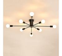 SXSaelciun Industrial Semi Flush Mount Ceiling Lamp 8-Lights Sputnik Chandelier, Modern Close to Ceiling Lamps E27 Edison Pendant Lights for Farmhouse Kitchen Dining Room Bedroom Made in China