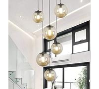 SXSaelciun Minimalist Staircase Modern Duplex Living Room Long Creative Personality Villa Apartment Rotating Stairwell Lamp 6 Ball 30x150cm (Color : Twilight) Made in China