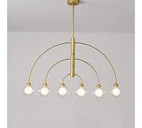 SXSaelciun Modern 6-Light Glass Globe Chandelier Satin Brass Pendant Light Fixture with Rotating Balls Elegant Ceiling Lighting for Living Room Dining Room Bedroom Restaurant Gold & Clear Design