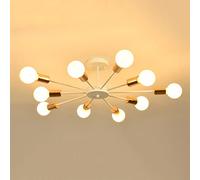 SXSaelciun Modern Flush Mount Ceiling Light Fixture 10-Light Sputnik Chandelier Industrial Ceiling Lamp, Vintage Mid Century Close-to-Ceiling Lights for Living Room Bedroom Restaurant Made in China