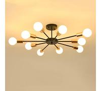 SXSaelciun Modern Flush Mount Ceiling Light Fixture 10-Light Sputnik Chandelier Industrial Ceiling Lamp, Vintage Mid Century Close-to-Ceiling Lights for Living Room Bedroom Restaurant Made in China