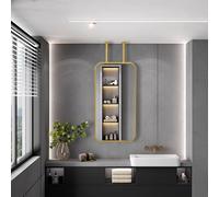 SXSaelciun Rectangular Large Hanging Floating Mirror, Wall-Mounted Mirror with Metal Frame, Modern Decorative for Cloakroom Entry Way Bathroom Home Hotel -Gold(50cmx70cm)