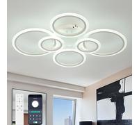 SXSaelciun Smart Round Ceiling Light with Remote Control and APP Dimmable 46W Bedroom Chandelier 80CM Memory Function Ceiling Lamp for Lounge and Dining Room White 3 Colour Temperature Options