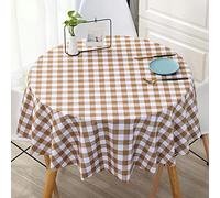 SXSaelciun Waterproof PVC Tablecloth - 120cm Round, Durable & Stain-Resistant for Pastoral Gardens, Home Décor, Brown, Ideal for Dining & Outdoor Events