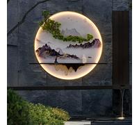 SXSCARKX Contemporary Outdoor Landscape Pine Wall Picture Lamps Waterproof Chinese Mural Creative Electric Balcony Hallway Courtyard Villa Garden Community LED Decoration Exquisite Wall lam