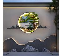 SXSCARKX Contemporary Outdoor Landscape Pine Wall Picture Lamps Waterproof Chinese Mural Creative Electric Balcony Hallway Courtyard Villa Garden Community LED Decoration Exquisite Wall lam