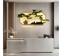 SXSCARKX Modern Picture Wall Light LED Chinese Creative Pine Landscape Mural Sconce Lamp f Living Room Bedroom Foyer Study or Home (E L80CM)