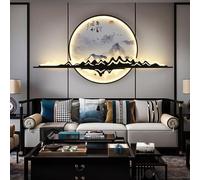SXSCARKX Modern Wall Picture Light LED Chinese Creative Circular Landscape Mural Sconce Lamp for Home Living Bedroom Study (A D60cm 1PCS)
