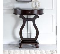 SXSCARKX Wooden semi-circular console table with rectangular base, modern hall wall table, Accent for small spaces sideways