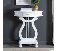 SXSCARKX Wooden semi-circular console table with rectangular base, modern hall wall table, Accent for small spaces sideways