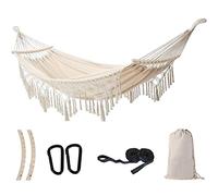 SXSEAGLE Hammock Hanging Swing Double Max 500lbs Macrame for Indoor Outdoor Patio Yard Garden (Beige)