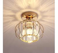 SXSGSM Crystal Ceiling Lamp Semi Flush Mount Ceiling Light Fixture Antique Small Crystal Chandelier Indoor Lighting For Bathroom Hallway Cafe Bar Porch Hall（Gold） The New