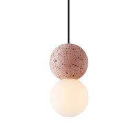 SXSGSM Modern Light Luxury Glass Pendant Light, Pink Terrazzo Glass Chandelier Double Round Gourd Shape Ceiling Hanging Lamp Restaurant Bar Single Head Light Fixture The New