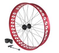 SXSHEYS 26 Inch X 4.0-4.9'' Fat Tire Bike Wheelset Disc Brake Front Rear Wheel 36H Aluminum Alloy Hollow Rim 135mm/190mm QR Hub For 7/8/9/10/11/12s Cassette Snow Beach Ebike(Red,26'' Front)