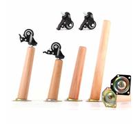SXSHEYS 4 Pcs Wood Furniture Feet,Solid Oblique Table Feet Cabinet with Casters Coffee Support Legs for Cupboard Chair Ottoman (30cm(11.8in))