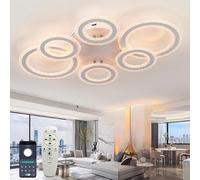 SXSHEYS Dimmable Crystal with Remote & App Control | 72W LED Ceiling Light for Living Room 110cm Large Modern Lamp Smart Memory Tri-Colour Options