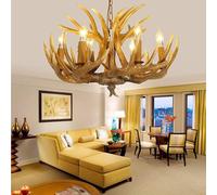 SXSHEYS Faux Antler Ceiling Light Vintage Farmhouse Rustic Deer Horn Resin Fixtures with Lamp Body & Holders for Living Room Bedroom Kitchen Dining Bar 6Lights