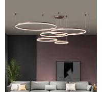 SXSHEYS Mid Century Modern LED Pendant Lighting Dimmable Ceiling Lamp Flush Mount Acrylic Bright Fixture 5 Ring Hanging Light,30+40+60+80+100cm 136W