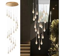 SXSHEYS Modern Crystal Chandelier with Adjustable Water Droplet Design t for Staircases Duplex Villas and More 20 Lights