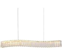 SXSHEYS Modern Crystal Pendant Light - Adjustable Height Linear Chandelier for Dining Room, Kitchen Island, Contemporary Suspension Lamp, Elegant Lighting Fixture(39.4")
