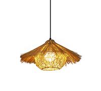 SXSHEYS Retro Bamboo Pendant Lighting Vintage Straw Hat Shape 1-light Home Hand Woven Hanging Lamp Japanese Minimalist Ceiling E27 Base Energy Saving Light Fixture