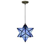 SXSHEYS Stained Glass Star Pendant Light Retro Style Lamp Shade 12' Adjustable Hanging Ceiling Lighting Fixture for Cafe Loft Bar Living Study Room Corridor Aisle