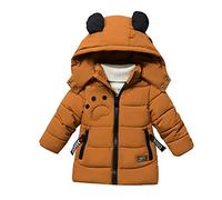 SXSHUN Boy's Winter Jacket with Removable Hood Thickened Outdoor Jacket Winter Coat Down Jacket - Brown - 12-18 Months